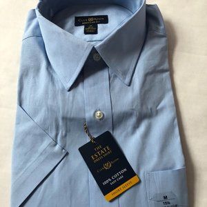 CLUB ROOM REGULAR FIT SHORT SLEEVE Blue THE ESTATE DRESS SHIRT 15 12 M NWT